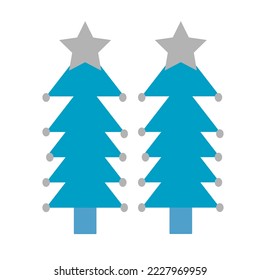 Illustration design vector of Blue Christmas Tree, Fit for icon, logo, clip art, flash card, etc.