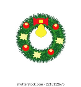 Illustration design vector of Christmas ornament with bell, stars, and balls. Fit for background, icon, symbol, etc.