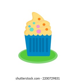 Illustration Design Vector Of Cup Cake Vanilla Fit For Clip Art, Icon, Logo, Flash Card, Background, Etc.