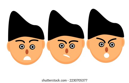 Illustration design vector of face expression, Fit for cartoon character, children book, comic, icon, etc.