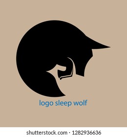 illustration design vector logo sleep wolf