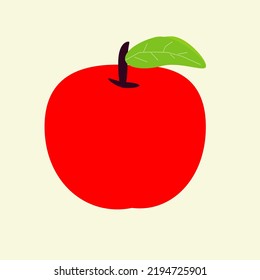 Illustration Design Vector Of Red Apple Fit For Icon, Children Book, Flash Card, Logo, Etc.