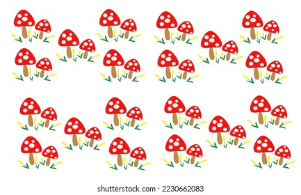 Vector de diseño de ilustración de hongos rojos, adecuado para papel de envoltura, papel tapiz, fondo, imágenes prediseñadas, plantilla, etc.