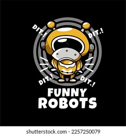 illustration design vector of robot's cartoon for t shirt concept design
