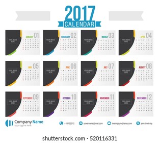 illustration Design Vector template of color 2017 calendar.