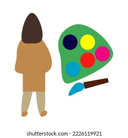 Illustration design vector of women and art pallet. Fit for background, icon, logo, template, etc.