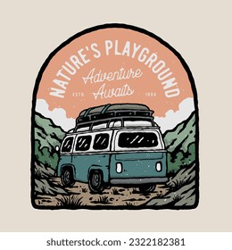 Illustration Design Vintage Retro Outdoor Adventure Badge