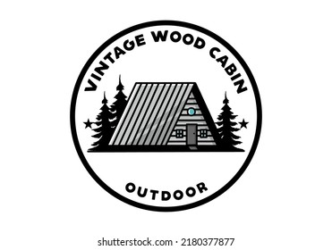 Illustration design of a vintage wood cabin