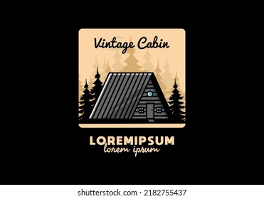 Illustration design of a vintage wood cabin