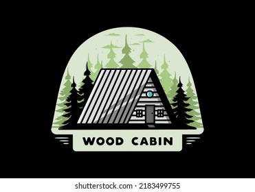 Illustration design of a vintage wood cabin