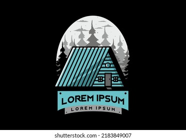 Illustration design of a vintage wood cabin