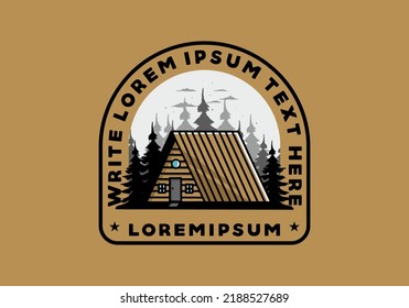Illustration design of a vintage wood cabin