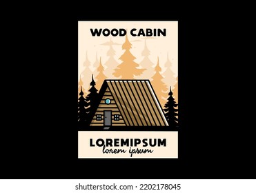 Illustration design of a vintage wood cabin