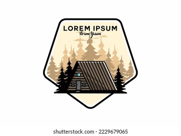 Illustration design of a vintage wood cabin