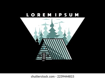 Illustration design of a vintage wood cabin