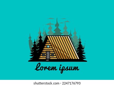 Illustration design of a vintage wood cabin