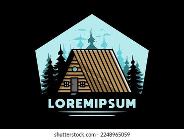 Illustration design of a vintage wood cabin