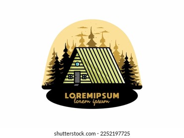 Illustration design of a vintage wood cabin
