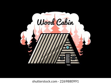 Illustration design of a vintage wood cabin