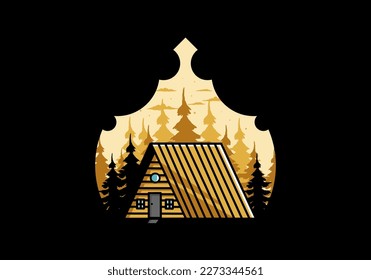 Illustration design of a vintage wood cabin