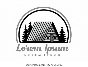 Illustration design of a vintage wood cabin