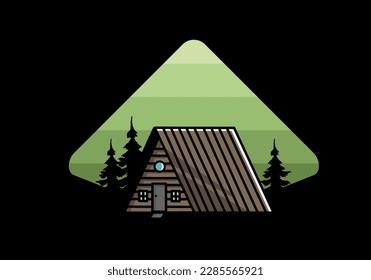 Illustration design of a vintage wood cabin