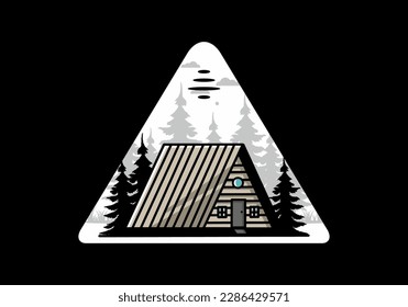 Illustration design of a vintage wood cabin