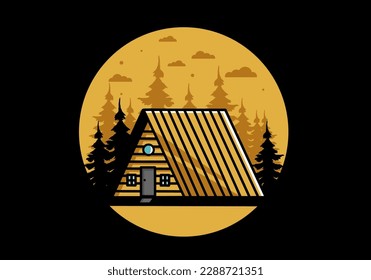 Illustration design of a vintage wood cabin