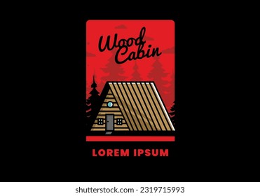 Illustration design of a vintage wood cabin