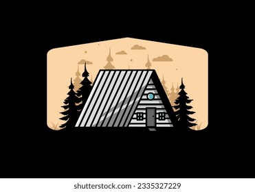 Illustrationsdesign einer Vintage-Holzhütte