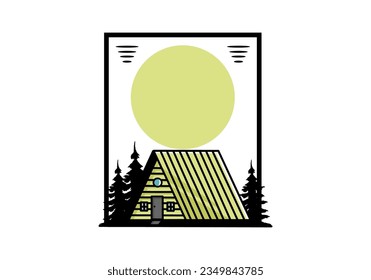 Illustration design of a vintage wood cabin