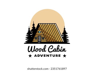 Illustration design of a vintage wood cabin