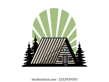 Illustration design of a vintage wood cabin