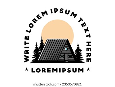 Illustration design of a vintage wood cabin