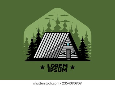 Illustration design of a vintage wood cabin