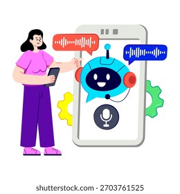 Un diseño de ilustración de asistente virtual aislado sobre fondo blanco