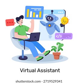 Un diseño de ilustración de asistente virtual aislado sobre fondo blanco