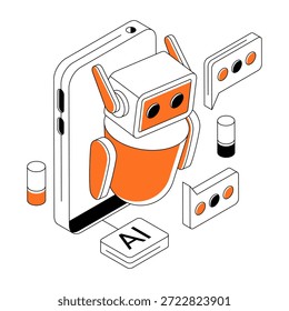 Un diseño de ilustración de asistente virtual aislado sobre fondo blanco