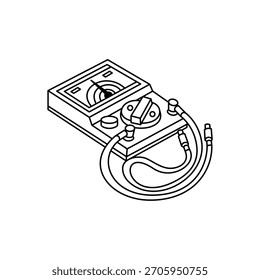 Projeto de ilustração de um detector de tensão avômetro. Linha arte de um detector de tensão avômetro vetor isolado em preto e branco.