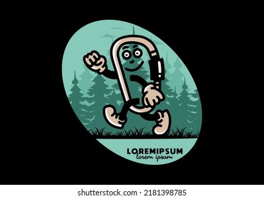 Illustration design of a Walking funny carabiner