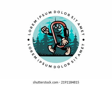 Illustration design of a Walking funny carabiner