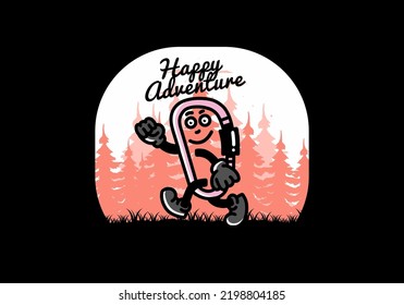 Illustration design of a Walking funny carabiner