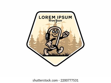 Illustration design of a Walking funny carabiner