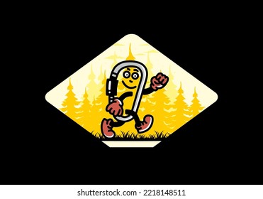 Illustration design of a Walking funny carabiner