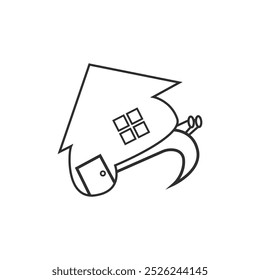 Illustration design of a walking snail and house. Logo template snail house.