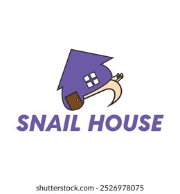 Illustration design of a walking snail and house. Logo template snail house.