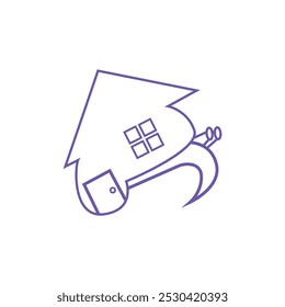 Illustration design of a walking snail and house. Logo template snail house.