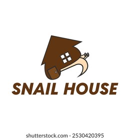 Illustration design of a walking snail and house. Logo template snail house.