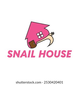 Illustration design of a walking snail and house. Logo template snail house.