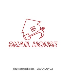 Illustration design of a walking snail and house. Logo template snail house.